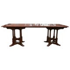 Marble Top Dining Table with Gothic Style Wood Base 1