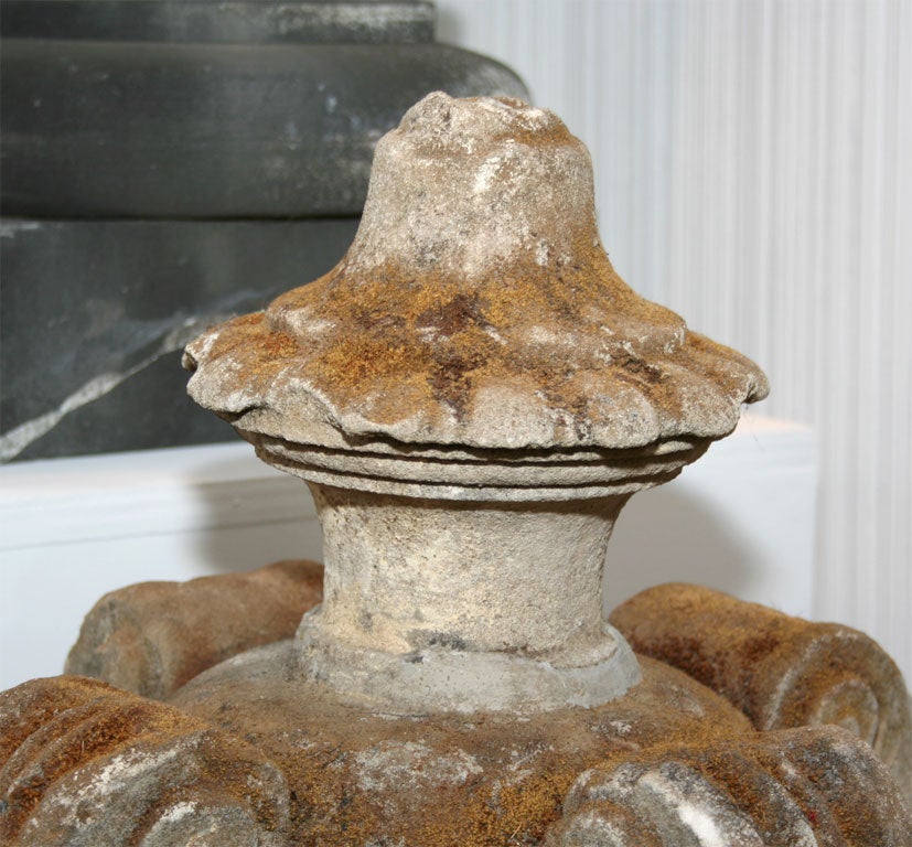 19th Century Pair of Cast Stone Finials For Sale