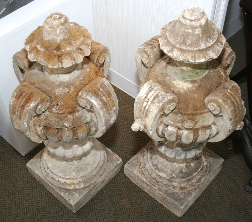 Pair of Cast Stone Finials For Sale 1