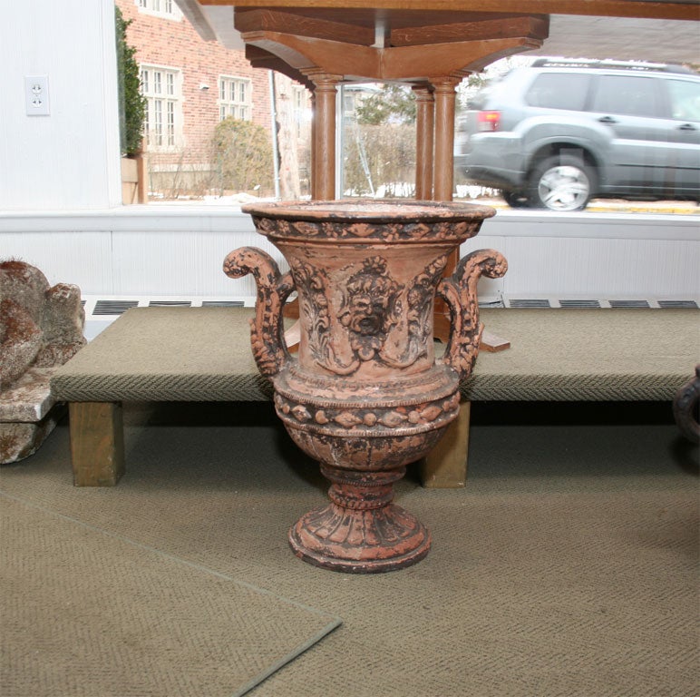 Pair of Italian Terra Cotta Urns In Good Condition For Sale In Mt. Kisco, NY