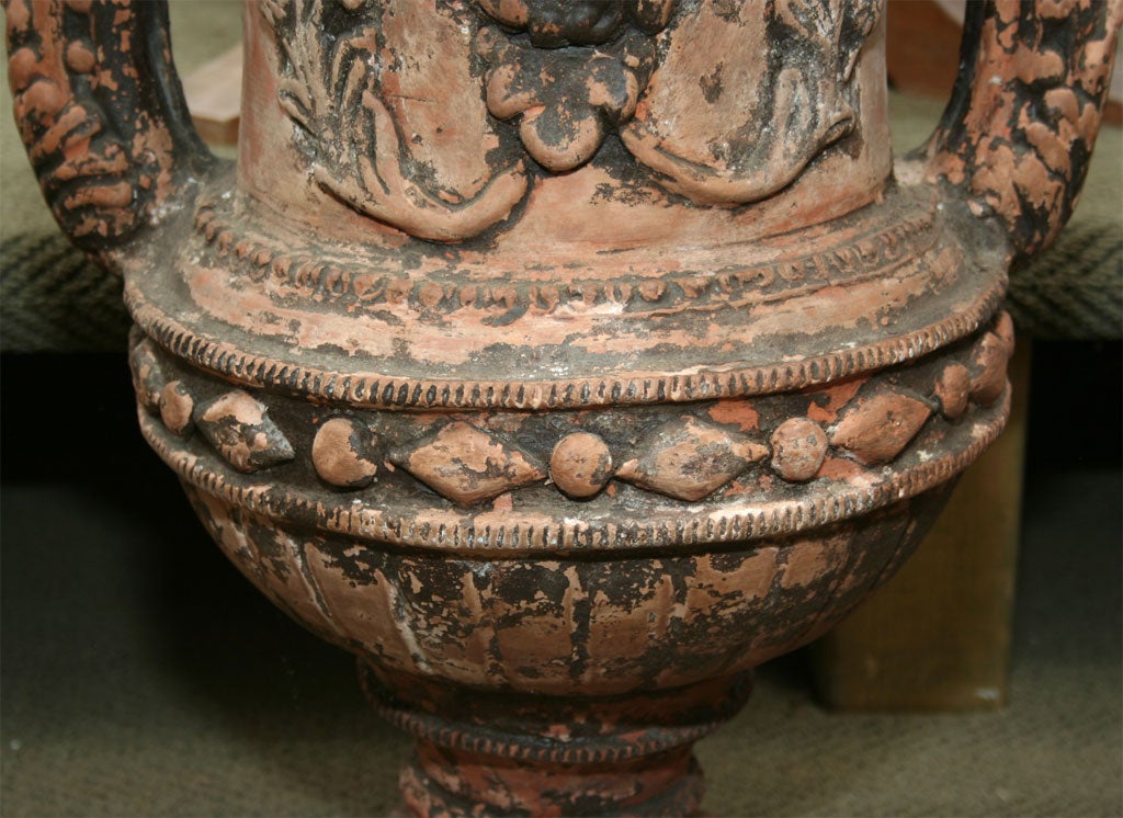 Terracotta Pair of Italian Terra Cotta Urns For Sale
