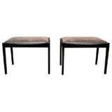 Pair Ebonized Jens Risom Benches