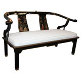 Black Laquered  Chinoiserie Bench