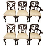 Set of six antique English Chippendale chairs,