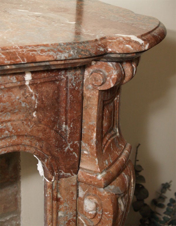 Antique French taupe marble mantle. at 1stDibs
