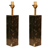 Pair of 1960
S Portor Marble Column Lamps