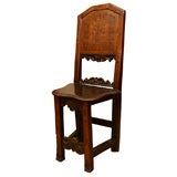 Late 17th-Early 18th Century Inlaid Tuscan Walnut Hall Chair