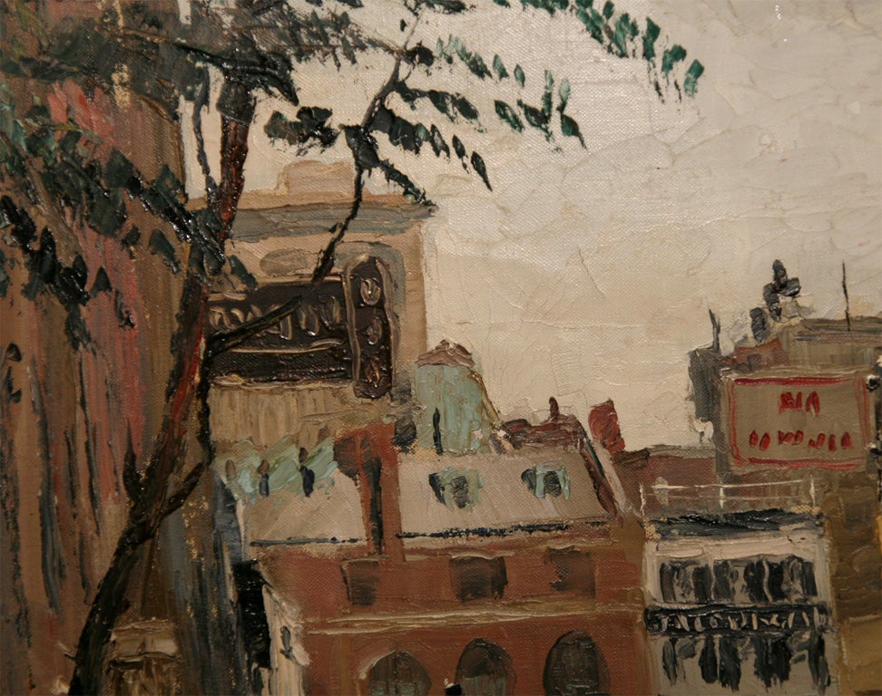Midcentury Oil Painting of Greenwich Village by Peter