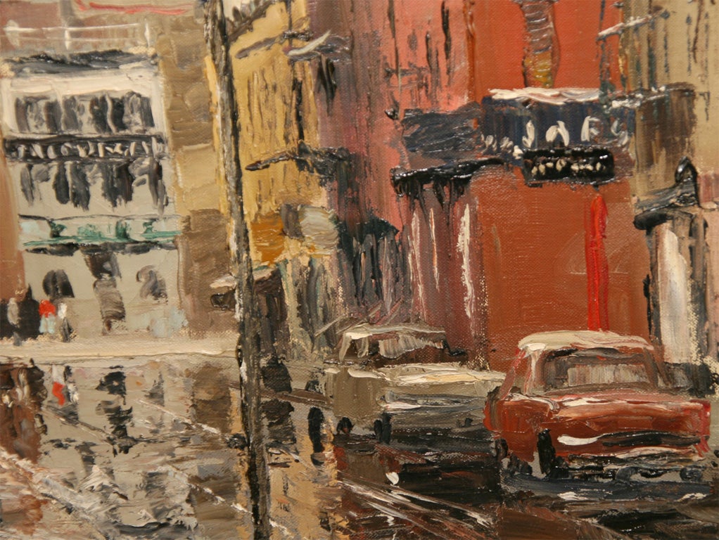 Mid-20th Century Midcentury Oil Painting of Greenwich Village by Peter Hayward