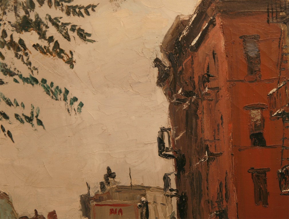 Canvas Midcentury Oil Painting of Greenwich Village by Peter Hayward