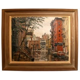 Midcentury Oil Painting of Greenwich Village by Peter Hayward