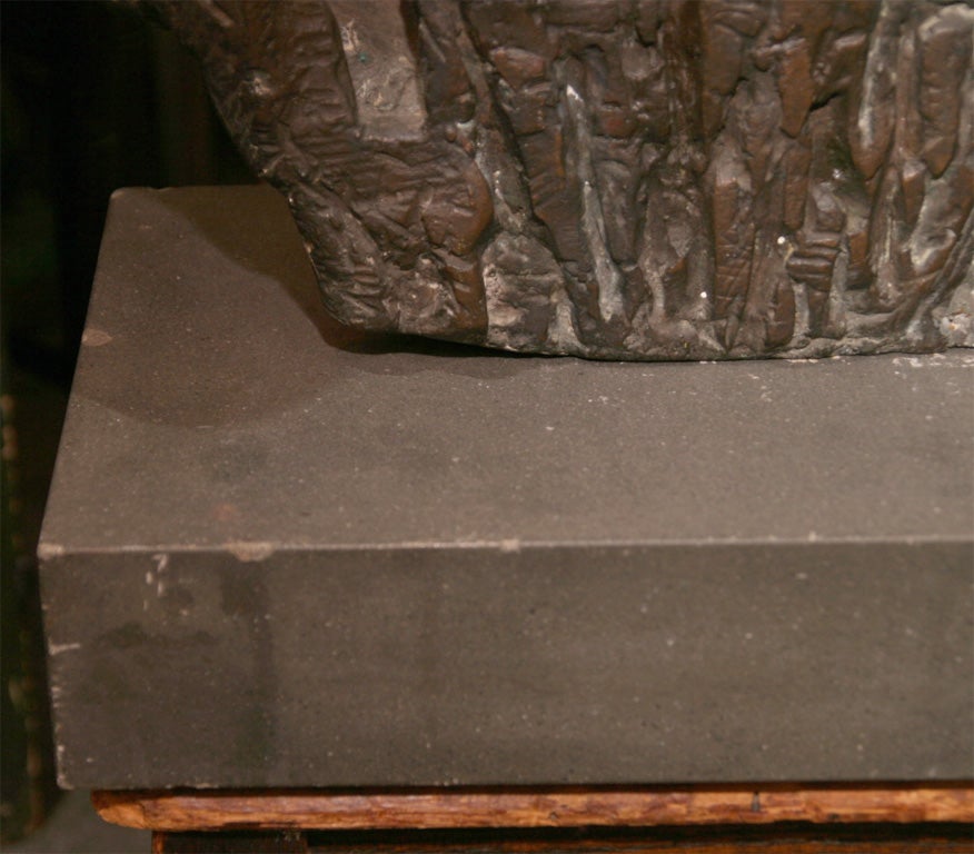 Semi abstract bronze sculpture on granite base, signed Fane.