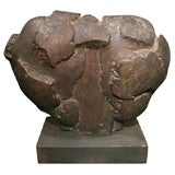 Mid-Century Semi Abstract Bronze Sculpture, Signed Fane