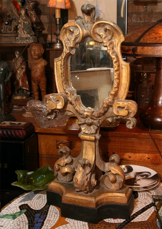 Pair of Italian antique gilded wood applique mirrors.