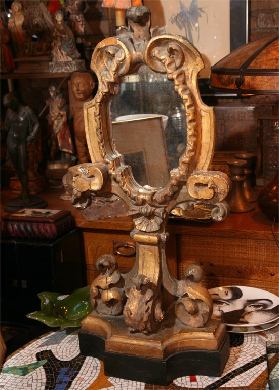 Pair of Antique Gilded Wood Applique Mirrors In Good Condition In Water Mill, NY