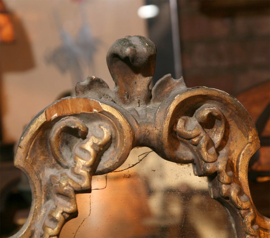 19th Century Pair of Antique Gilded Wood Applique Mirrors
