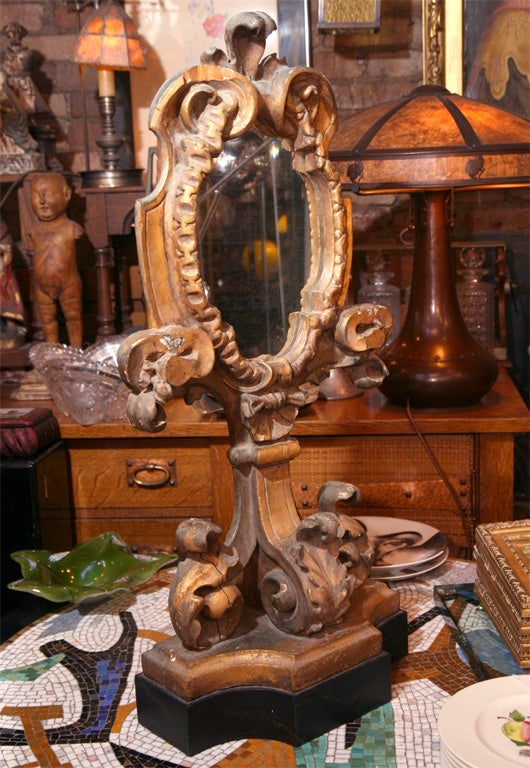Pair of Antique Gilded Wood Applique Mirrors 2