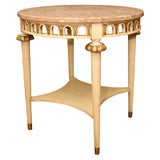 Pair of circular end tables with marble tops by Jansen