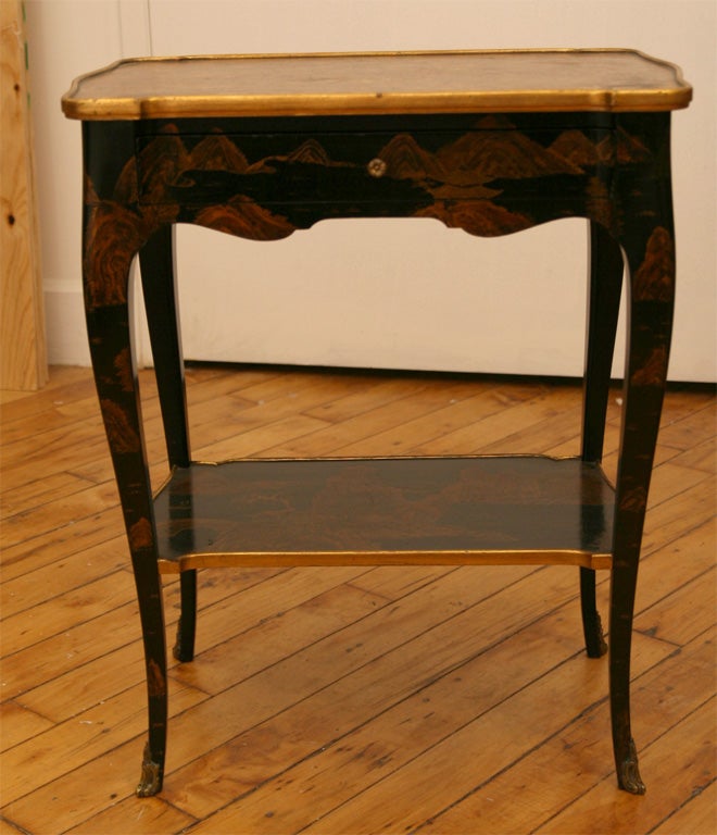 Pair of Chinoiserie Stands with faux marble tops in the Louis XV