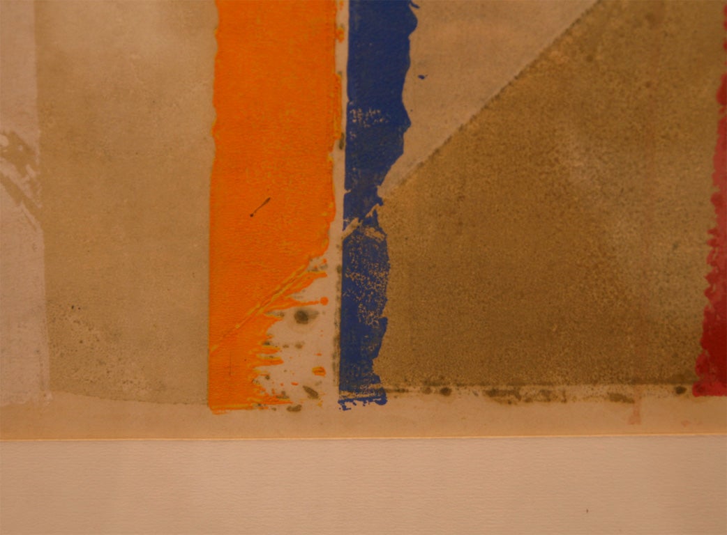 Framed Abtract Print Signed Minoru Saito 1