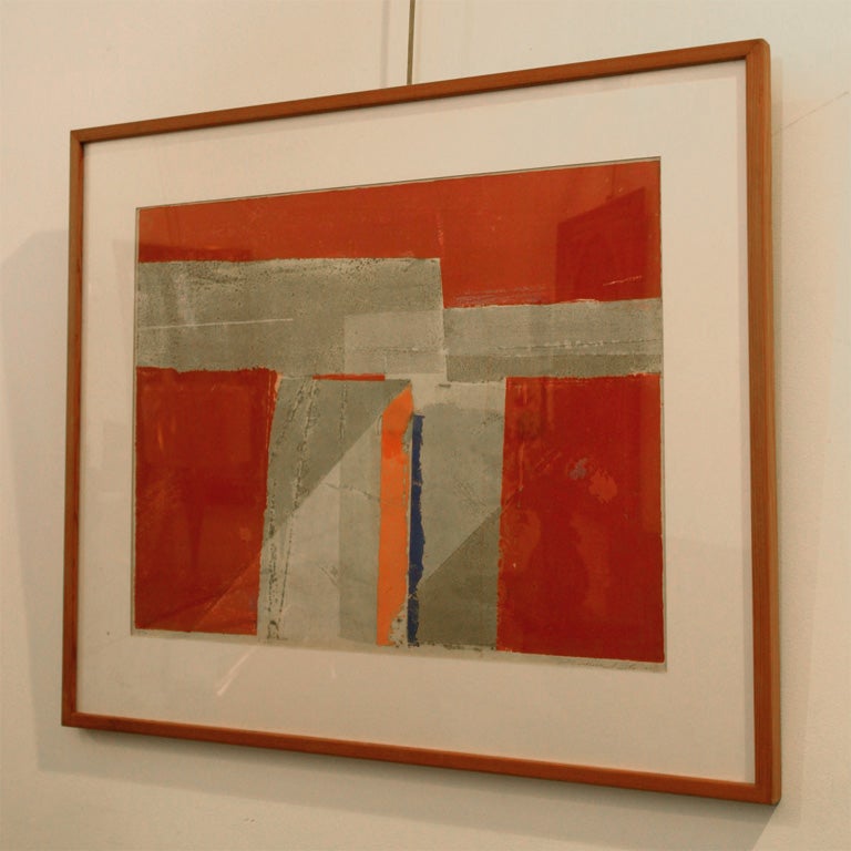 Framed Abtract Print Signed Minoru Saito 5
