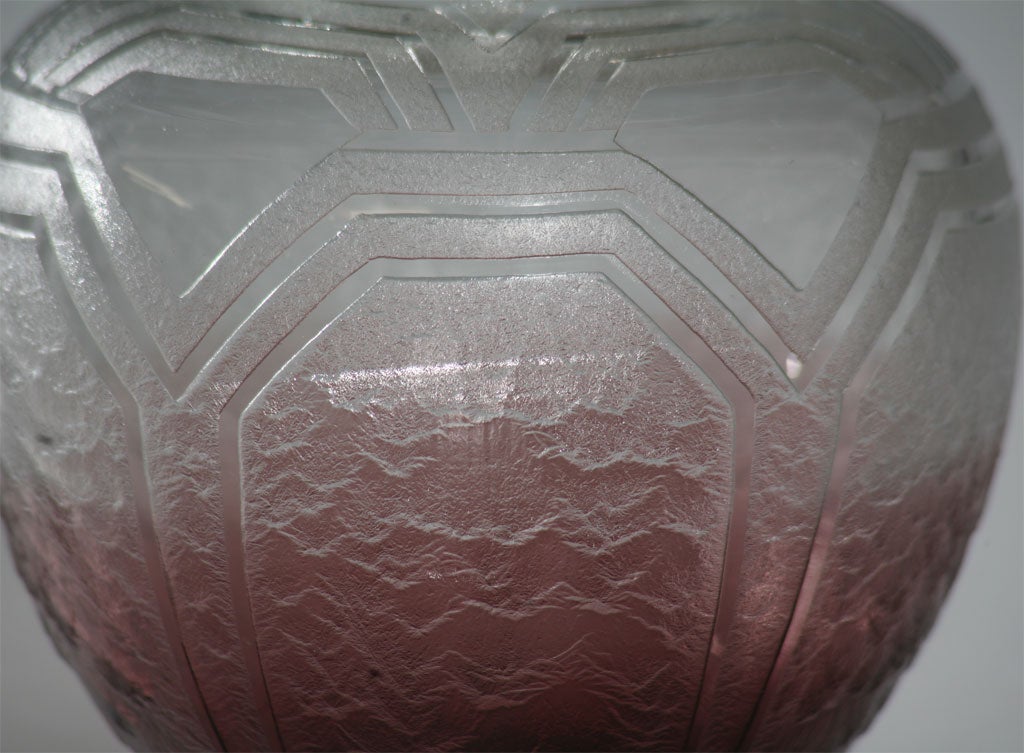 Handblown Crystal Signed Schneider Art Deco Vase Plum Shaded to Clear 1
