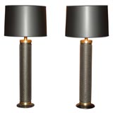Pair of Wall Paper Roller Table Lamps