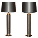 Antique Pair of Wall Paper Roller Table Lamps