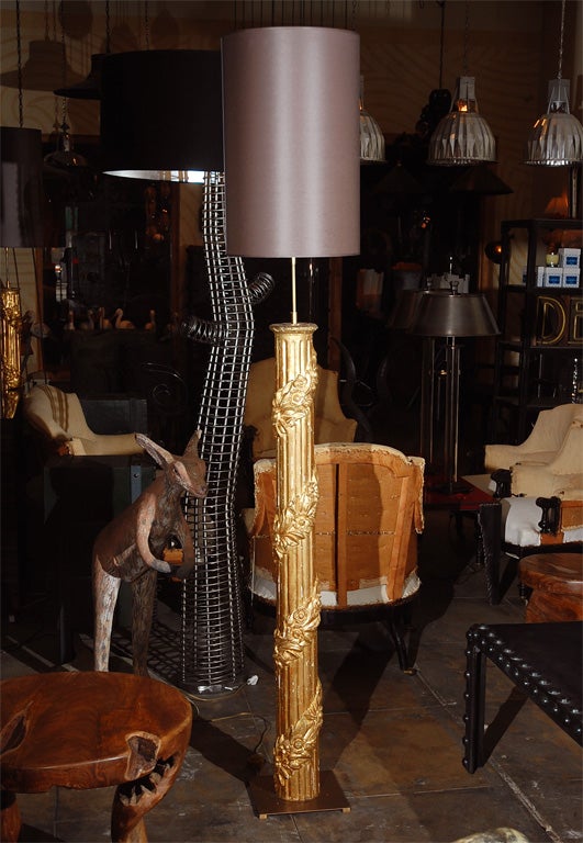 Pair of  Gold Leaf Colums Floor Lamps