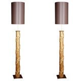 Pair of  Gold Leaf Colums Floor Lamps