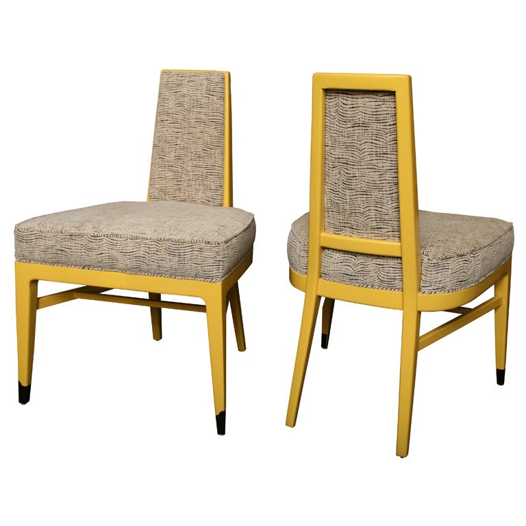 8 Butter Yellow Lacquer Dining Chairs At 1stdibs