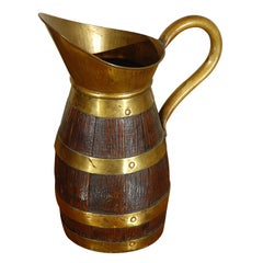 19th Century French Oak and Brass Pitcher