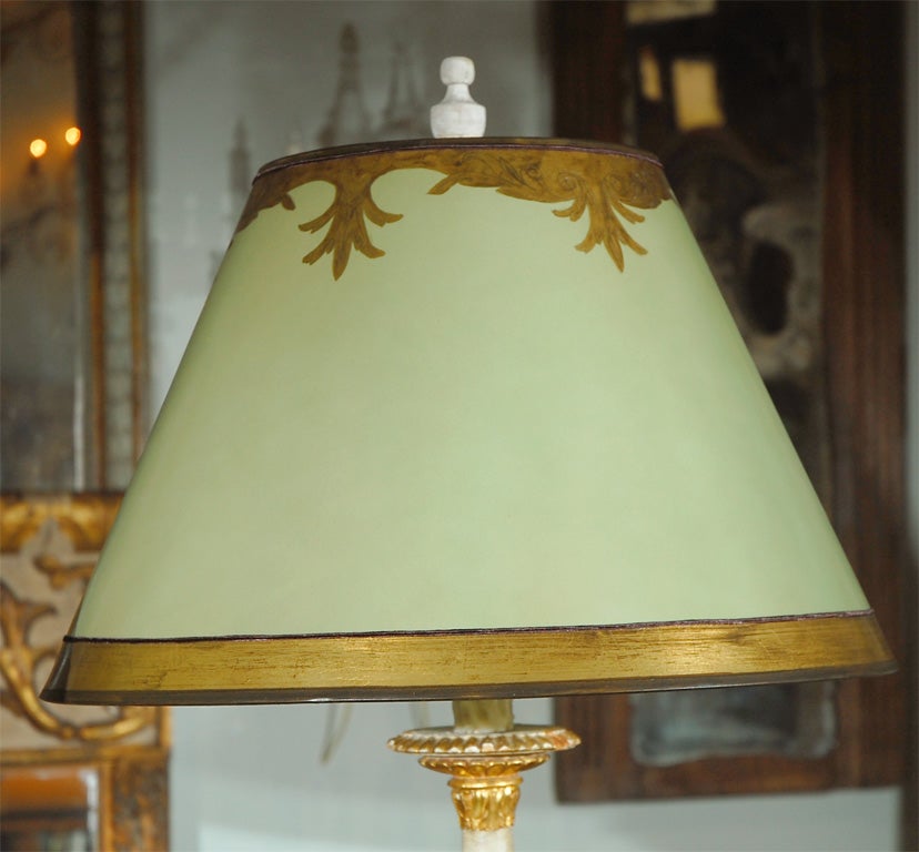 Italian Pair of 19th C. Alterstick Lamps with Custom Lamp Shades