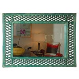 Original Green Rattan Mirror by Tony Duquette