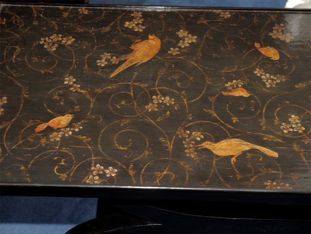 Chinoiserie Lacquered and Polychrome Panel Cocktail Table For Sale 1