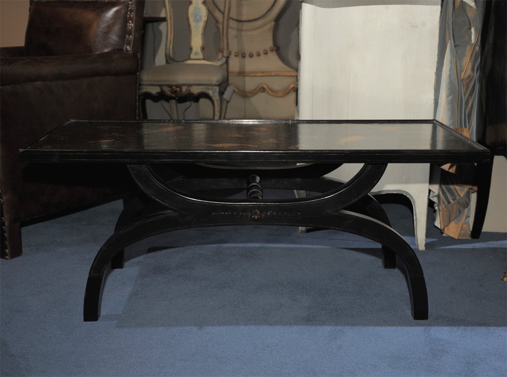 Chinoiserie Lacquered and Polychrome Panel Cocktail Table For Sale 2