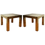 Pair of polished brass square top side tables