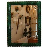 Rectangular mirror with ribbed faux green marble surround