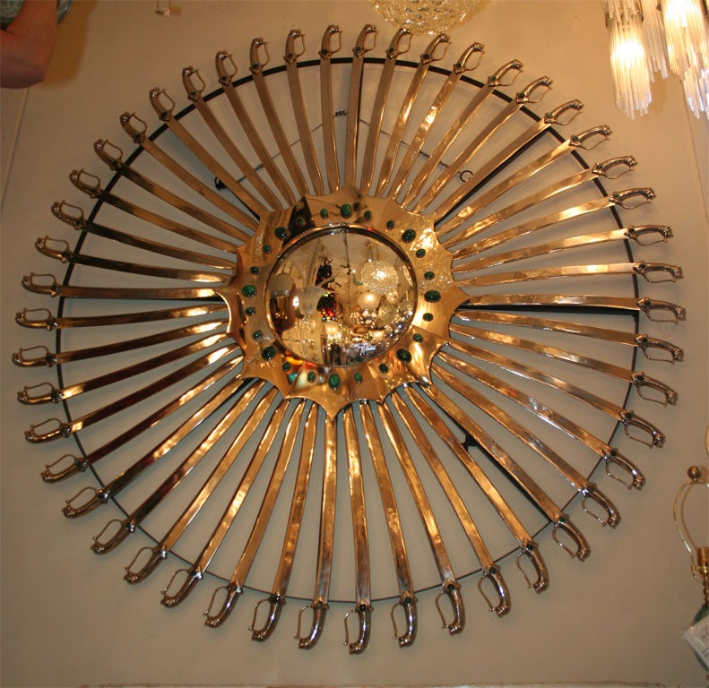 Silver finish sword surround mirror