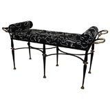 Steel six leg bench with brass swan head accents