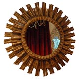 Antique Italian Giltwood Sunburst Mirror