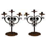 Antique Pair of Wrought Iron Candelabra