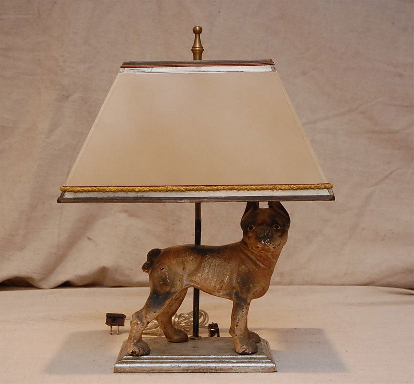 Iron Dog Lamp with Shade at 1stdibs