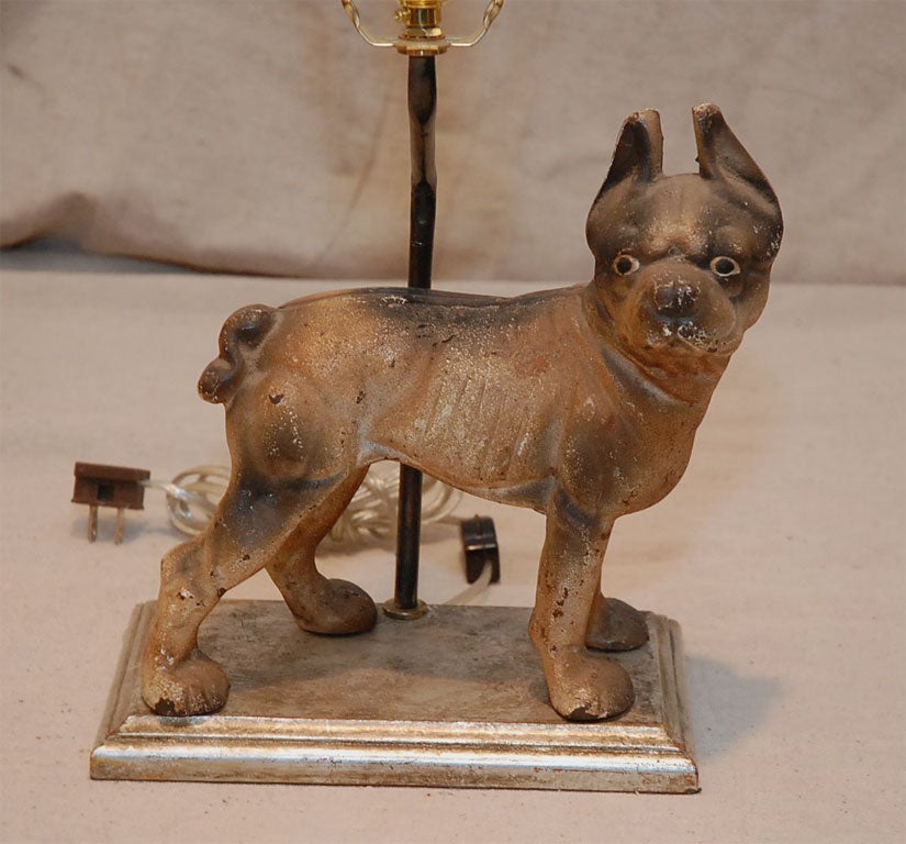 Iron Dog Lamp with Shade at 1stdibs