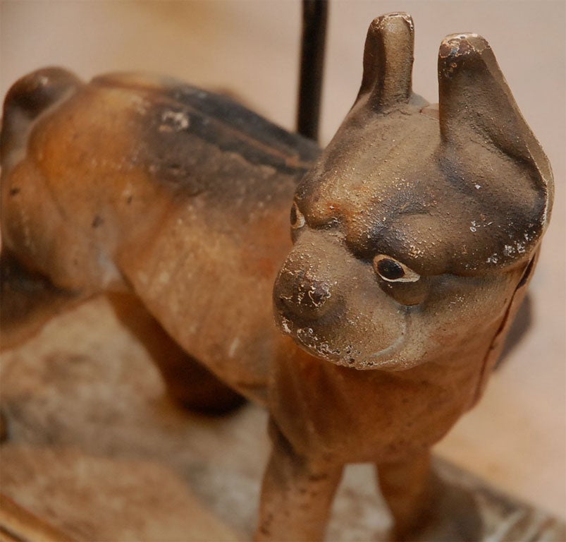 Iron Dog Lamp with Shade at 1stdibs