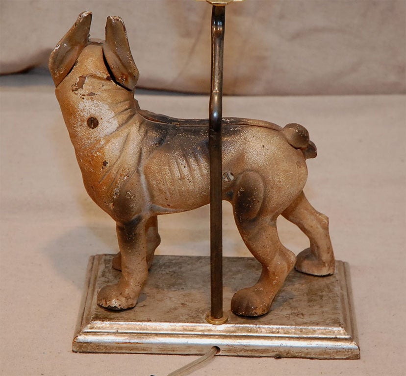 Iron Dog Lamp with Shade at 1stdibs