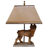 Vintage Iron Dog Lamp with Shade