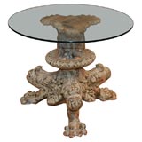 Italian Carved Table Base with Glass Top