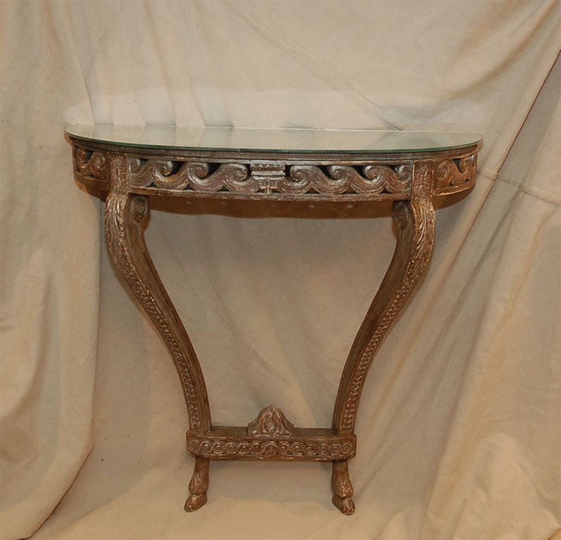 Carved Silverleaf Italian Console