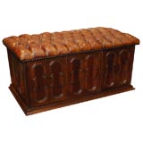 Walnut  Bench/Cabinet with Leather Tufted Top